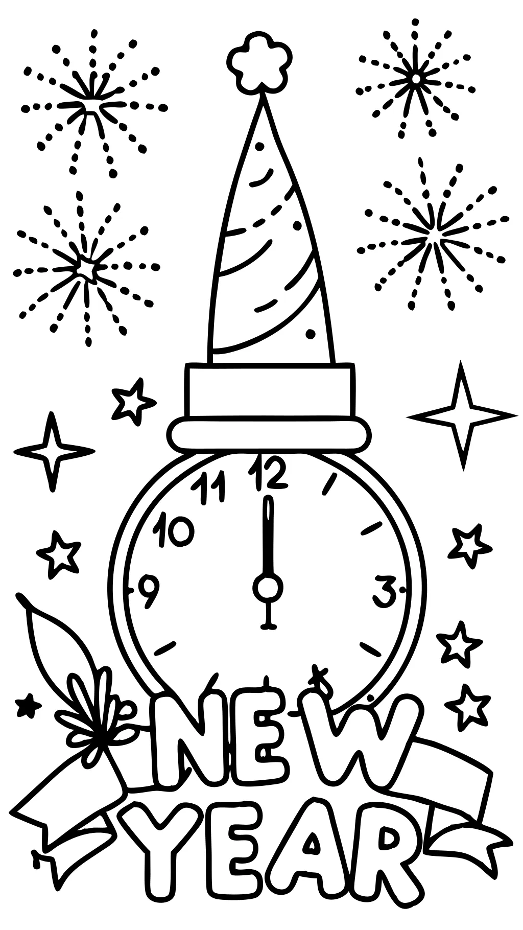 easy new years coloring pages